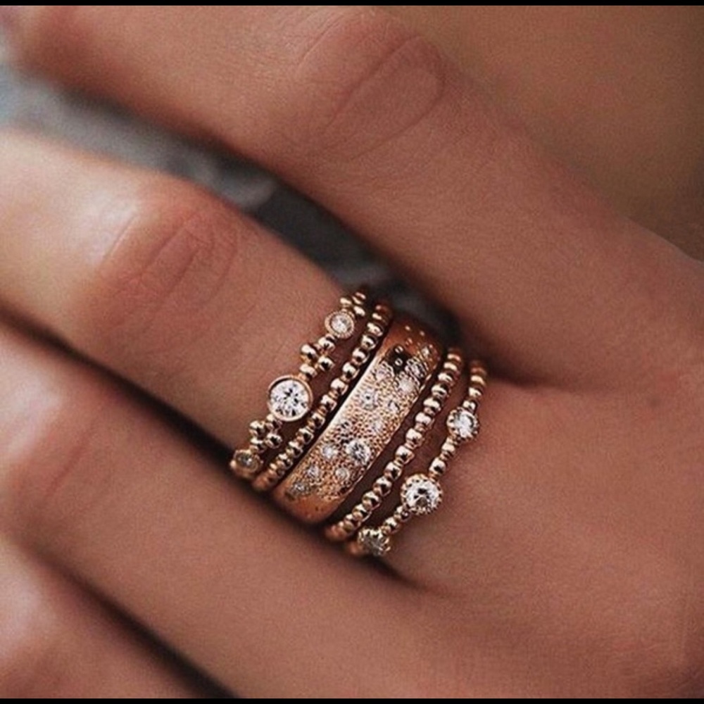 Beautiful rose gold tone stackable rings size 9